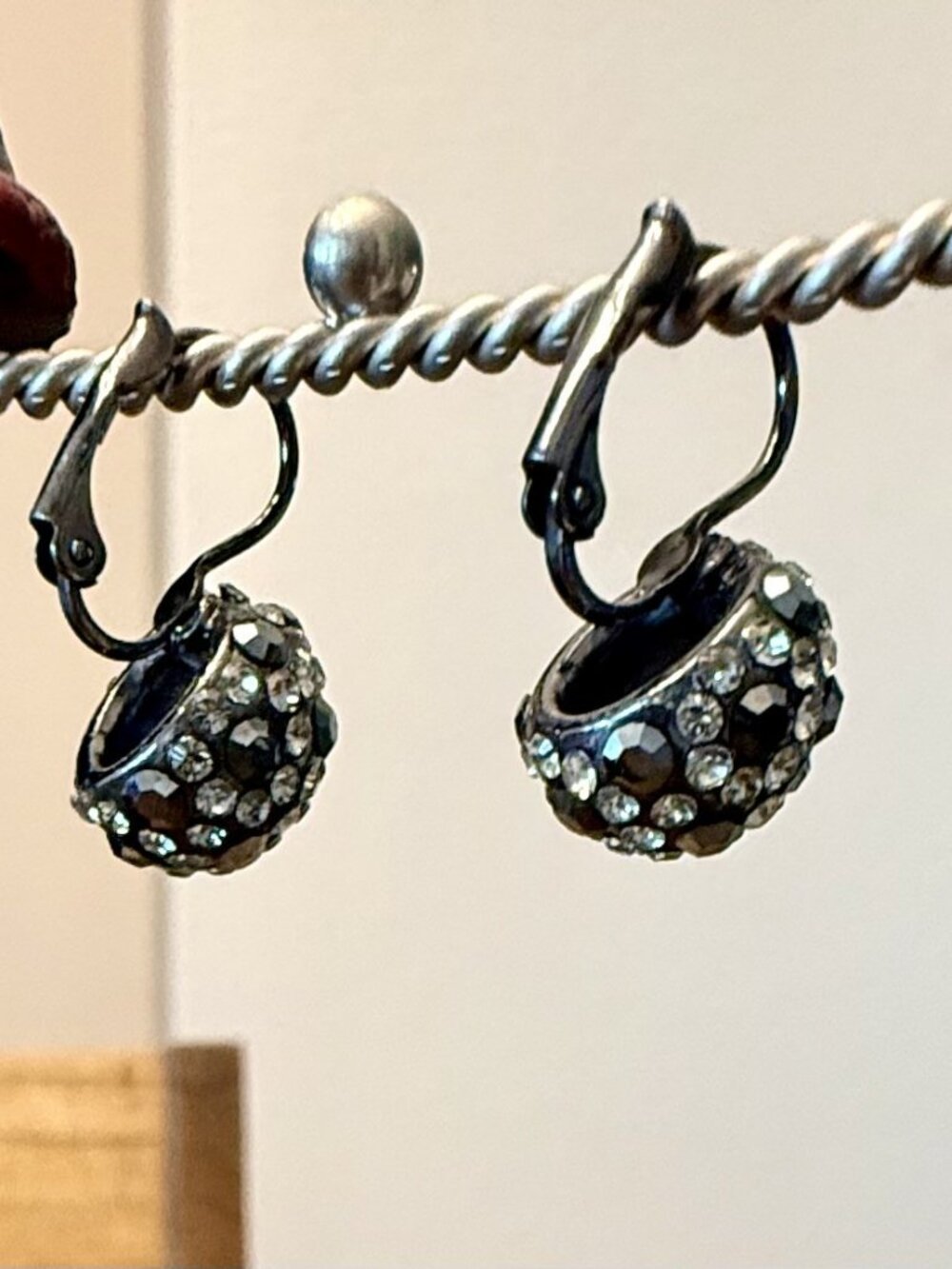 Lia Sophia "Black Diamond & Hematite Earrings - Picture 2 of 6